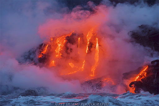 Lava hits water